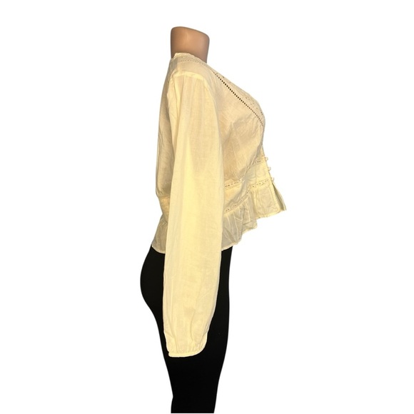 American Eagle Cream Long Sleeve Lace Blouse - Picture 4 of 8